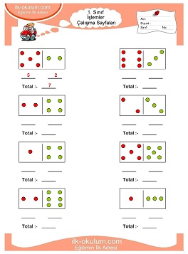 Çocuklar İçin toplam işlemi yaprak testleri 